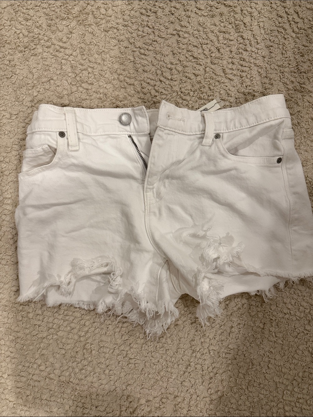 Hudson White Distressed Women's Denim Shorts - Classic High-Rise Style
